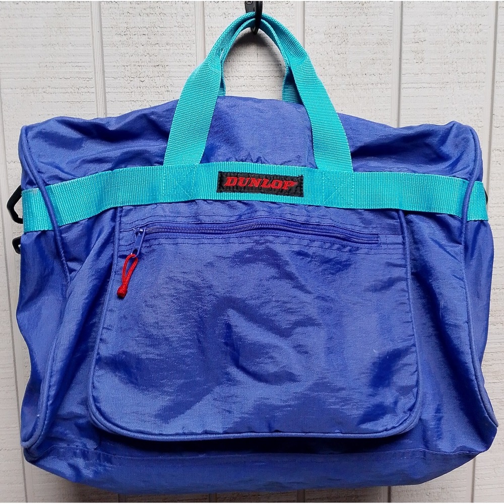 Vintage Duffel Bag Dunlop Purple Teal Blue 80s 90s Gym Bag Tennis Duffle Sports